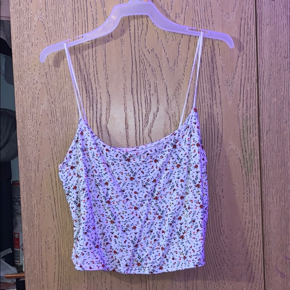 White American Eagle Cropped Tank Top